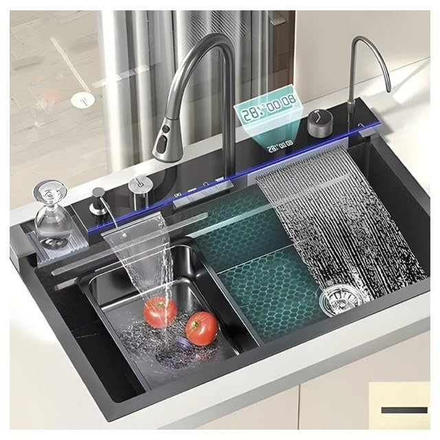 سینک ظرفشویی مدل پیانویی 5 کلید مدل CT8016 استیل 301 و کلید برنجی  برند سیتی مارکت اصل