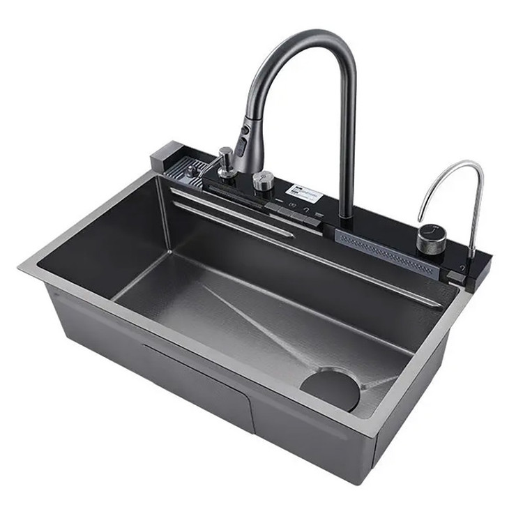 سینک ظرفشویی مدل پیانویی 5 کلید مدل CT8016 استیل 301 و کلید برنجی برند سیتی مارکت اصل
