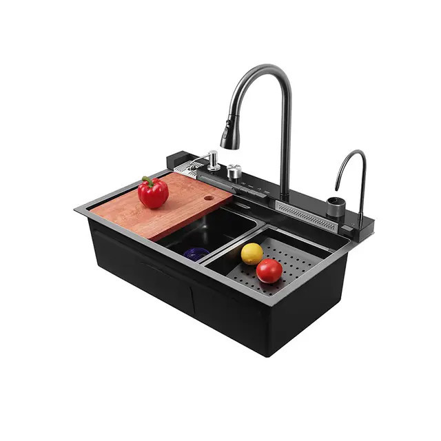 سینک ظرفشویی مدل پیانویی 5 کلید مدل CT8016 استیل 301 و کلید برنجی برند سیتی مارکت اصل