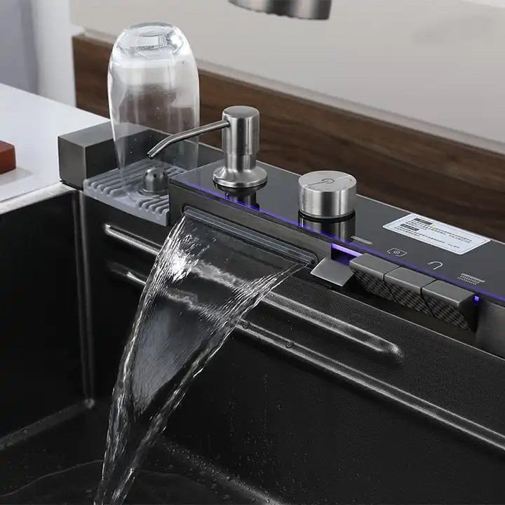 سینک ظرفشویی مدل پیانویی 5 کلید مدل CT8016 استیل 301 و کلید برنجی برند سیتی مارکت اصل