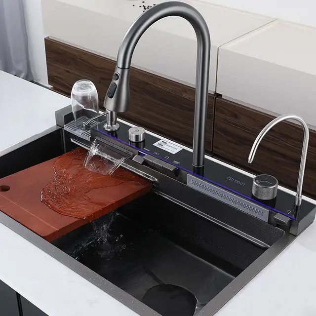 سینک ظرفشویی مدل پیانویی 5 کلید مدل CT8016 استیل 301 و کلید برنجی برند سیتی مارکت اصل