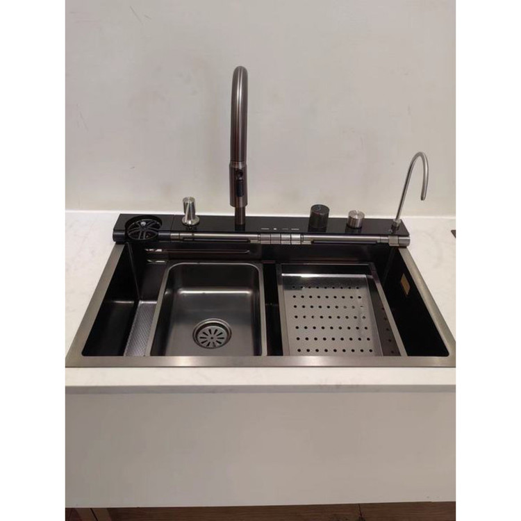 سینک ظرفشویی 7 کلید پیانوی توکار رنگ دودی سیتی مارکت مدل LE9092 LEYLE