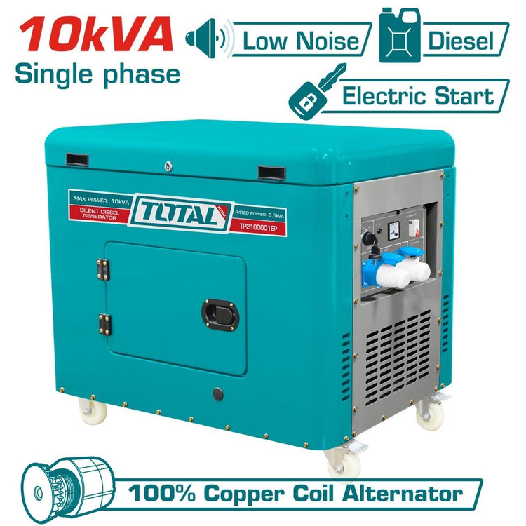 ژنراتور برق ۱۰ کیلو وات ۳ فاز تک فاز دیزلی سایلنت برند توتال مدل TP2100003EP