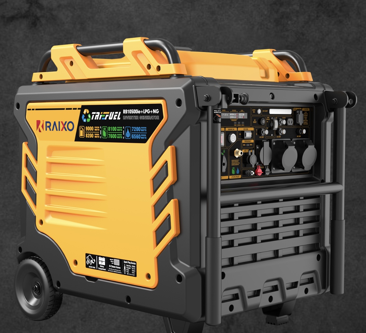 موتور برق سه گانه سوز راکسیو 9 کیلووات مدل RB10500ie+LPG ریموت استارت