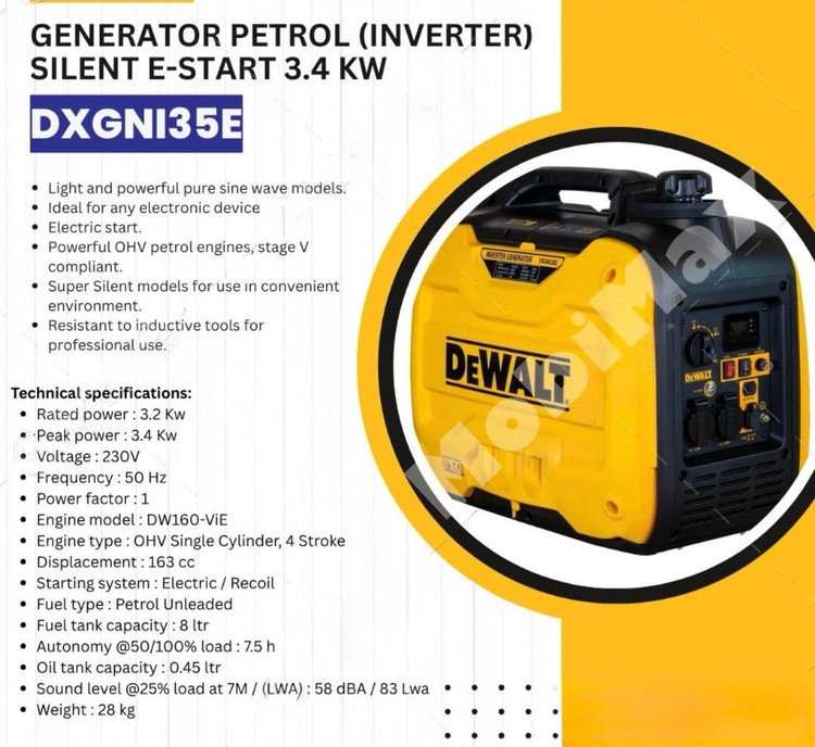 موتور برق اینورتر سایلنت ۳/۴ کیلو وات اصل دیوالت مدل DXGNI35E 3400W
