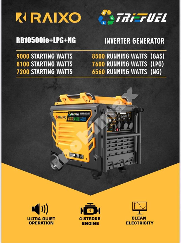 موتور برق سه گانه سوز راکسیو 9 کیلووات مدل RB10500ie+LPG ریموت استارت