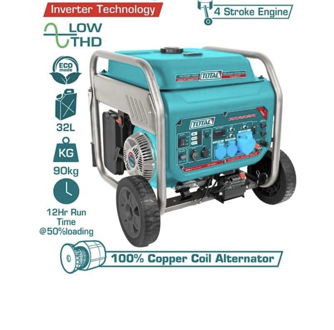 موتور برق بنزینی ۱۲ کیلو وات ریموت استارت توتال دارای پورت ATS مدل TP3120001CEP