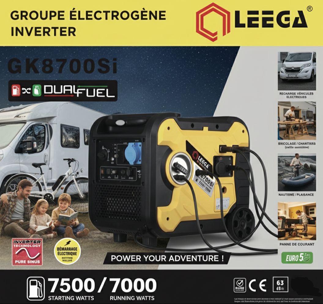 موتور برق دو گانه سوز سایلنت استارتی ۷/۵ کیلو وات برند LEEGA مدل GK8700Si
