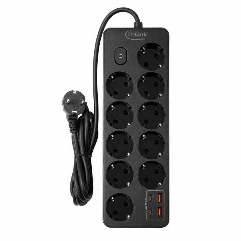 چندراهی برق آی تی لینک مدل EU04 ( دارای 10 عدد پریز برق_2عدد USB و 2 عدد Type C )