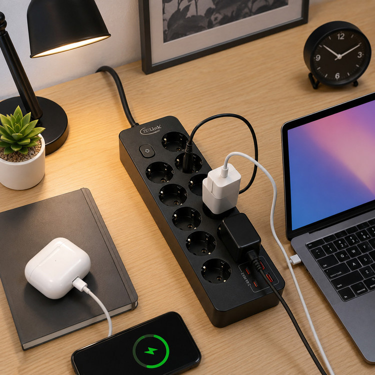 چندراهی برق آی تی لینک مدل EU04 ( دارای 10 عدد پریز برق_2عدد USB و 2 عدد Type C )