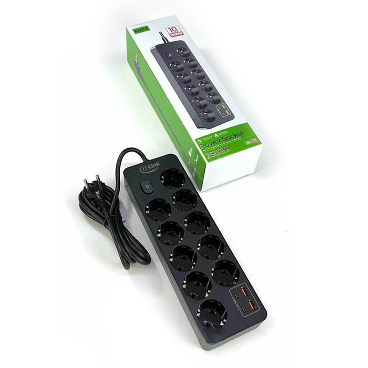 چندراهی برق آی تی لینک مدل EU04 ( دارای 10 عدد پریز برق_2عدد USB و 2 عدد Type C )