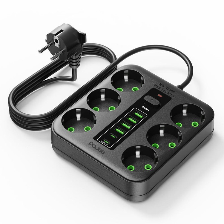 چندراهی برق پاجی مدل QQ06 ( دارای 6 عدد پریز برق_4عدد USB و 2 عدد Type C )