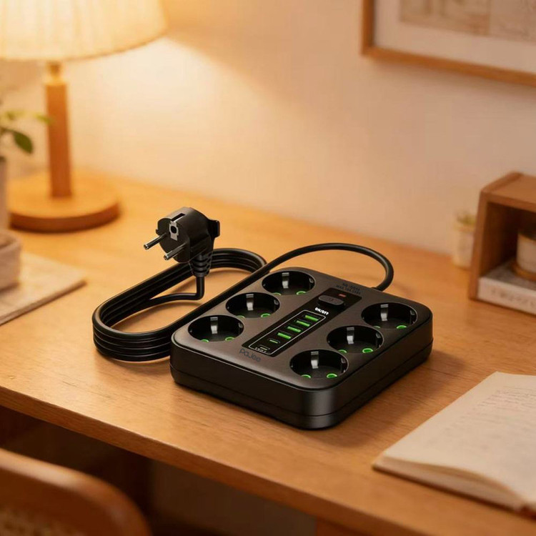 چندراهی برق پاجی مدل QQ06 ( دارای 6 عدد پریز برق_4عدد USB و 2 عدد Type C )
