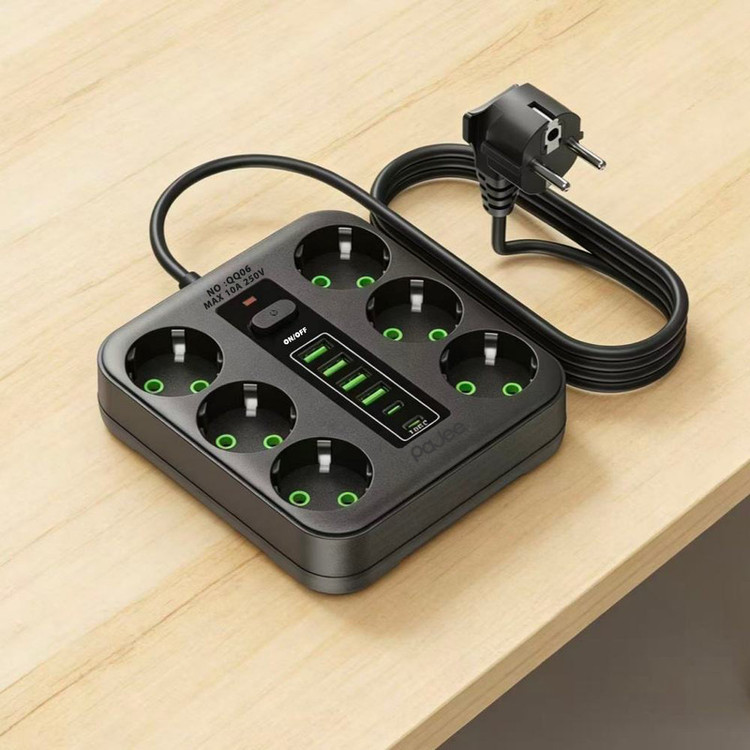 چندراهی برق پاجی مدل QQ06 ( دارای 6 عدد پریز برق_4عدد USB و 2 عدد Type C )