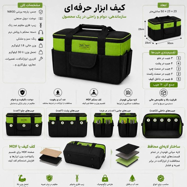 کیف ابزار آیدی تولز مدل AYT-2101 سایز 50 سانتی متر